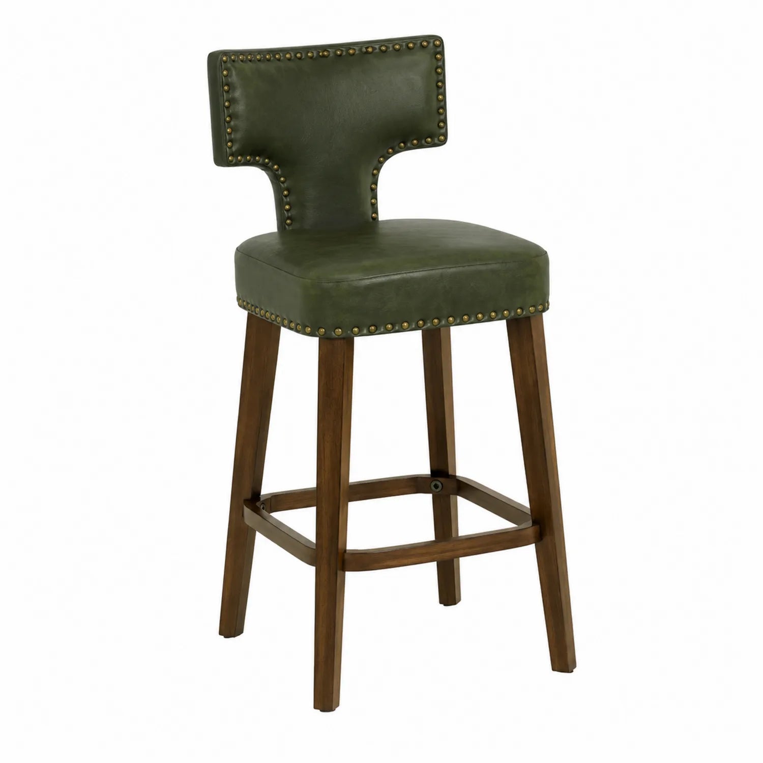 Barhocker Leder Gr¨¹n mit Holzgestell