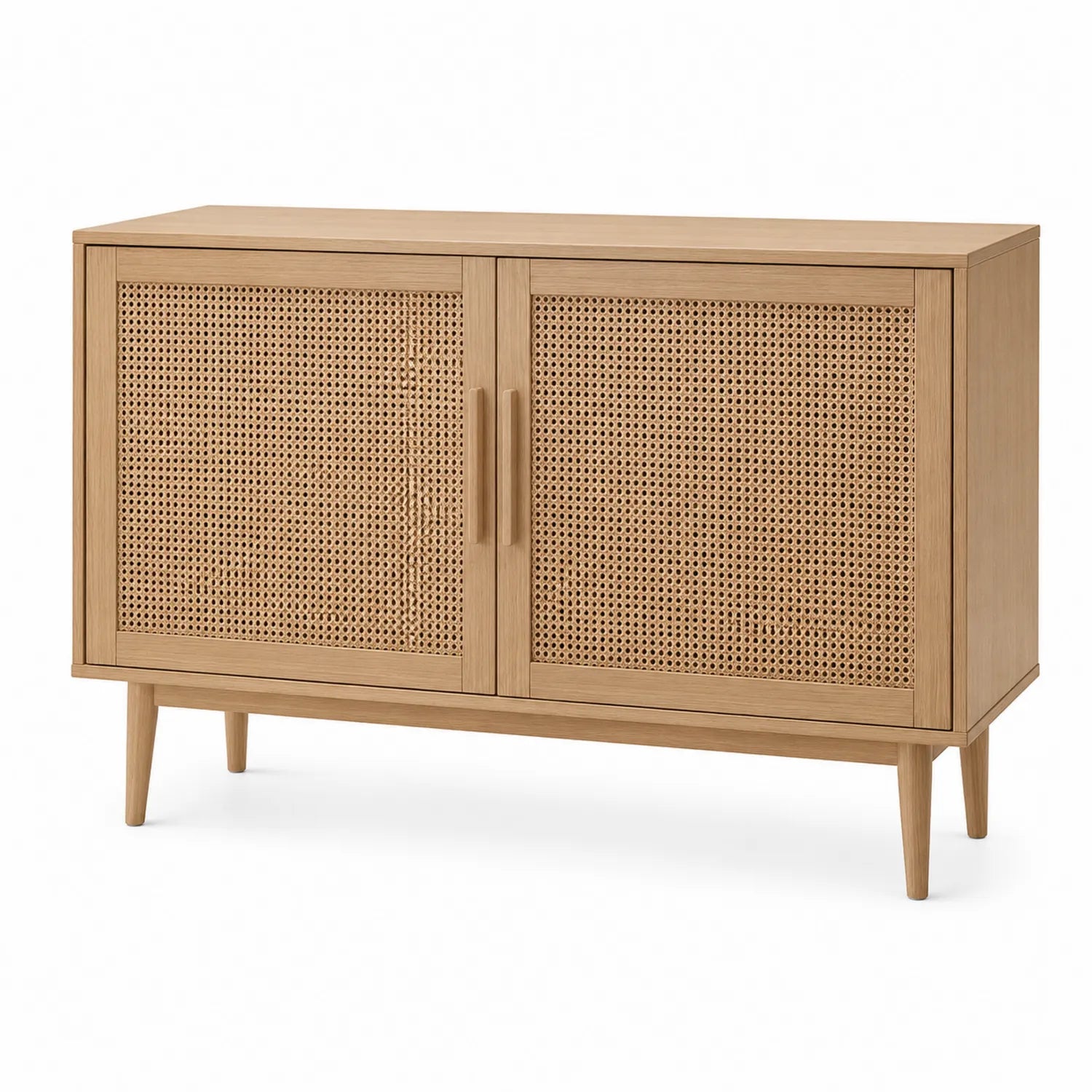 Sideboard aus Buchenholz und Wiener Geflecht, Natur, 120 x 40 x 80 cm