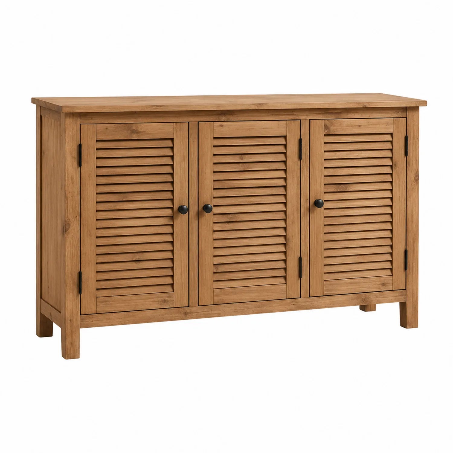 Schuhschrank aus Holzeiche mit 3 Lamellent¨¹ren 120cm