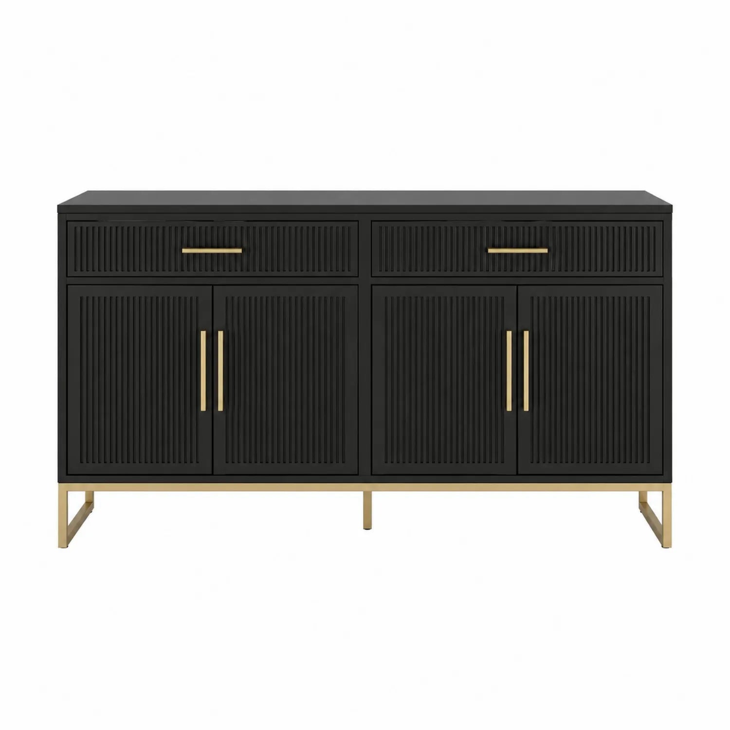 Sideboard Holz Metall Schwarz 150x40x80 cm