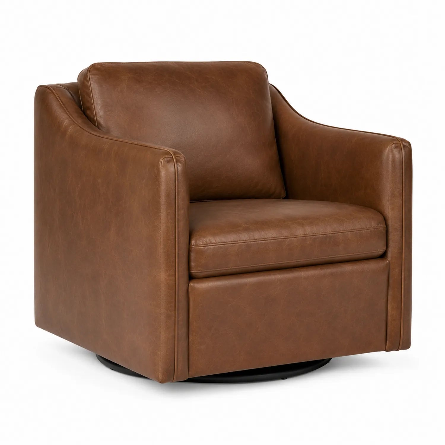 Drehsessel aus Leder Braun