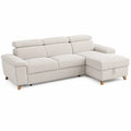 Ecksofa mit Schlaffunktion Stoff Beige 280x200 cm Holzbeine