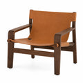 Ledersessel mit Walnussholzrahmen Cognac