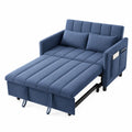 Schlafsofa aus Leinen mit Massivholzrahmen, Blau