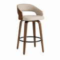 Barhocker aus Holzfurnier und Stahl in Beige 104cm