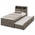 Kiefernholz Einzelbett mit Ausziehbett in Dunkelgrau 200x90cm