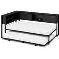 Metall-Tagesbett mit ausziehbarem Unterbett Schwarz 200x90 cm