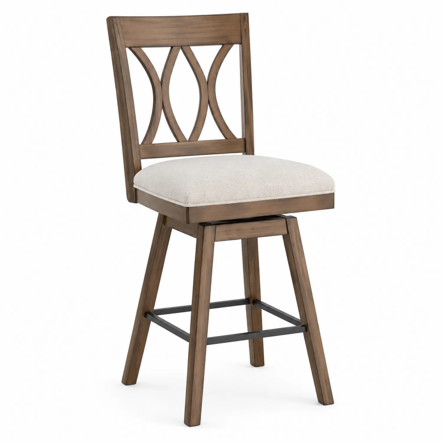 Barhocker mit Holzrahmen und Drehfunktion, Beige