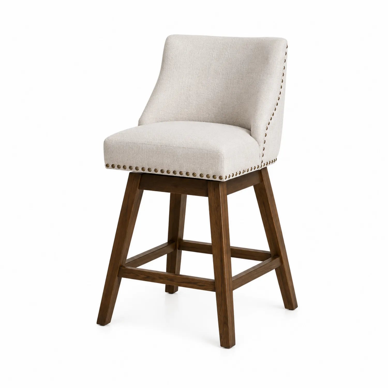 Barhocker Holz Stoff Beige