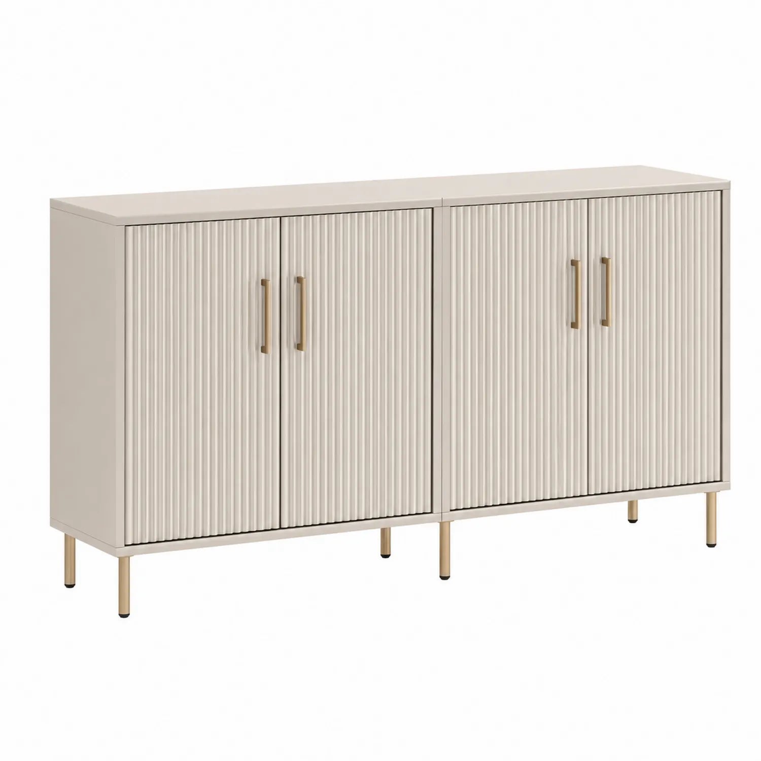 Sideboard mit 4 T¨¹ren MDF Metall Creme 160x40x85cm