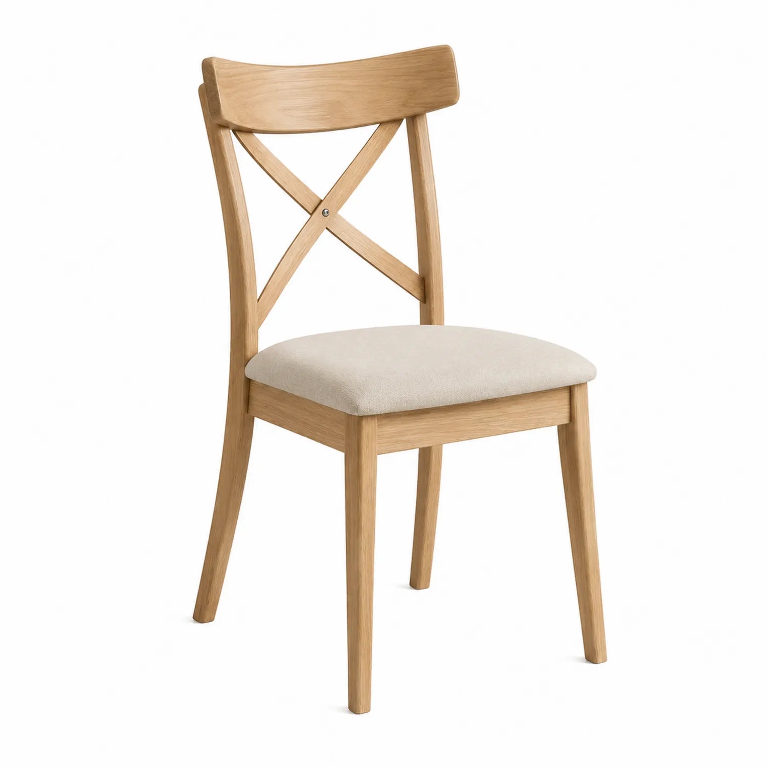 Esszimmerstuhl aus Holz mit Stoffbezug Beige