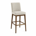 Barhocker aus Walnussholz und Leinen Beige