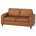 2-Sitzer Sofa Spaltleder Braun mit Armlehnen und Getr?nkehalter 180cm