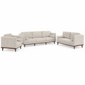 Polstersofa Set mit Massivholzbeinen in Beige