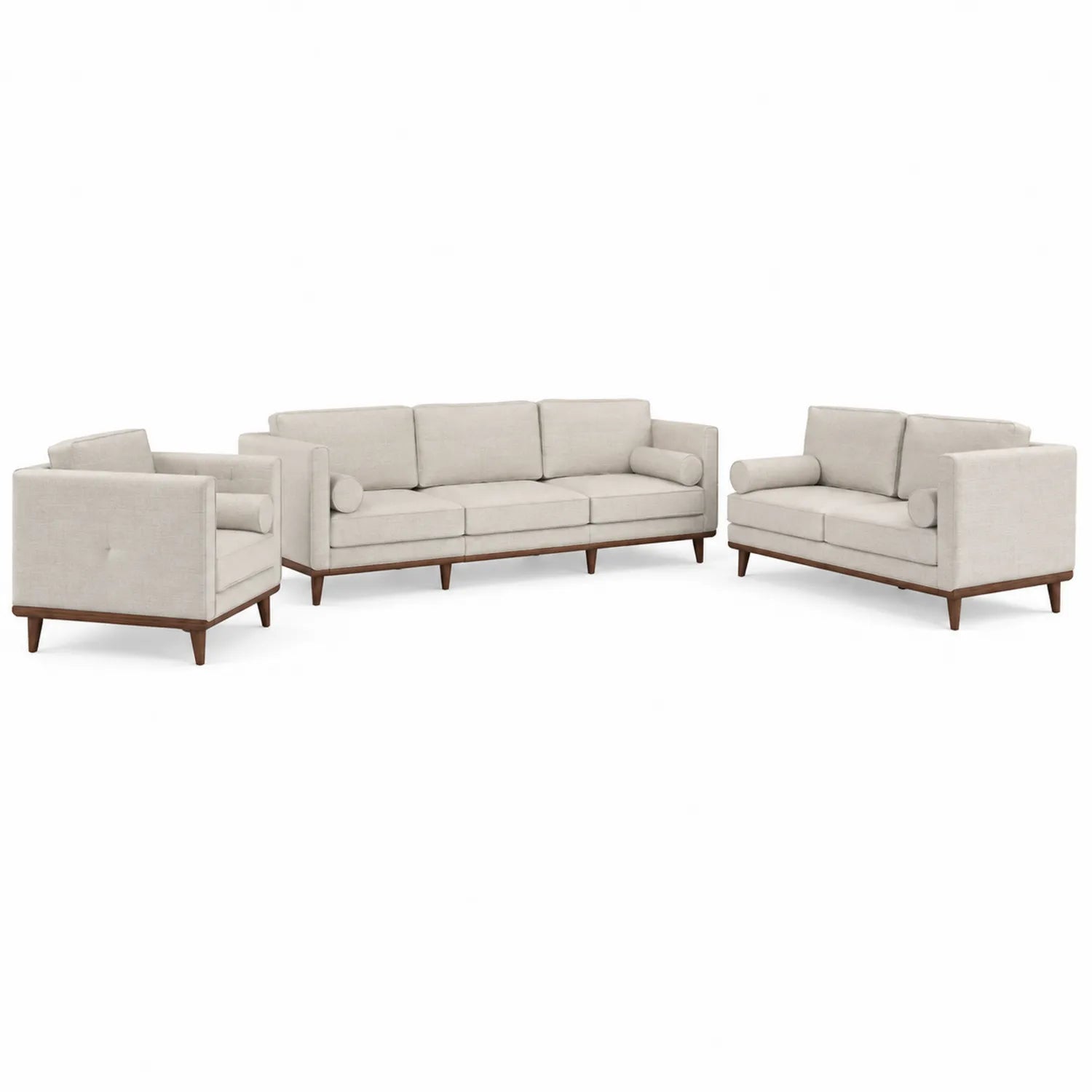 Polstersofa Set mit Massivholzbeinen in Beige