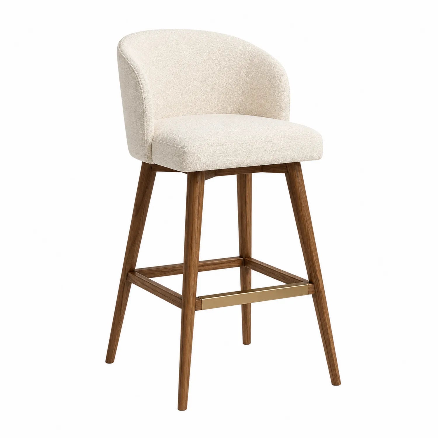 Barhocker Holzrahmen cremewei?er Polyester