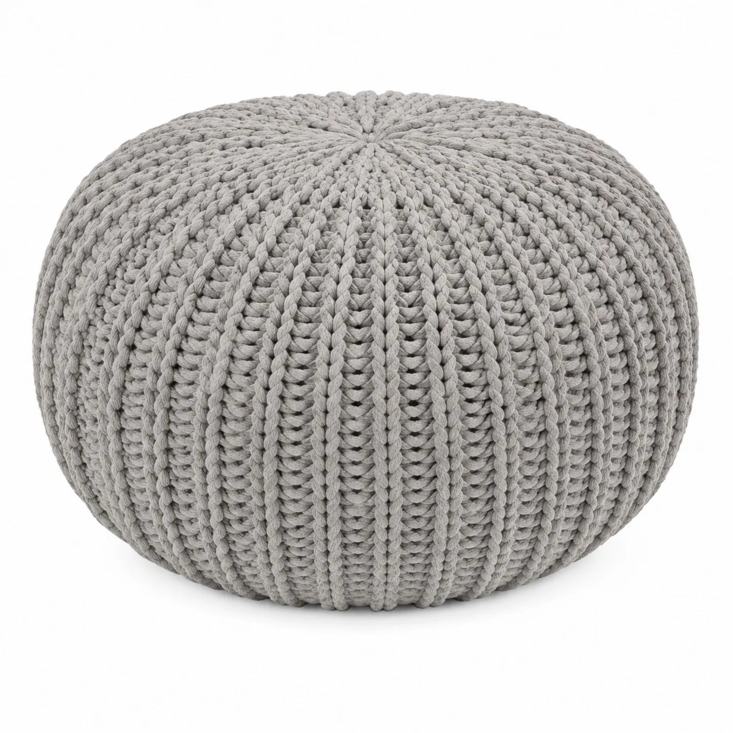 Runder Baumwoll-Fu?hocker Grau