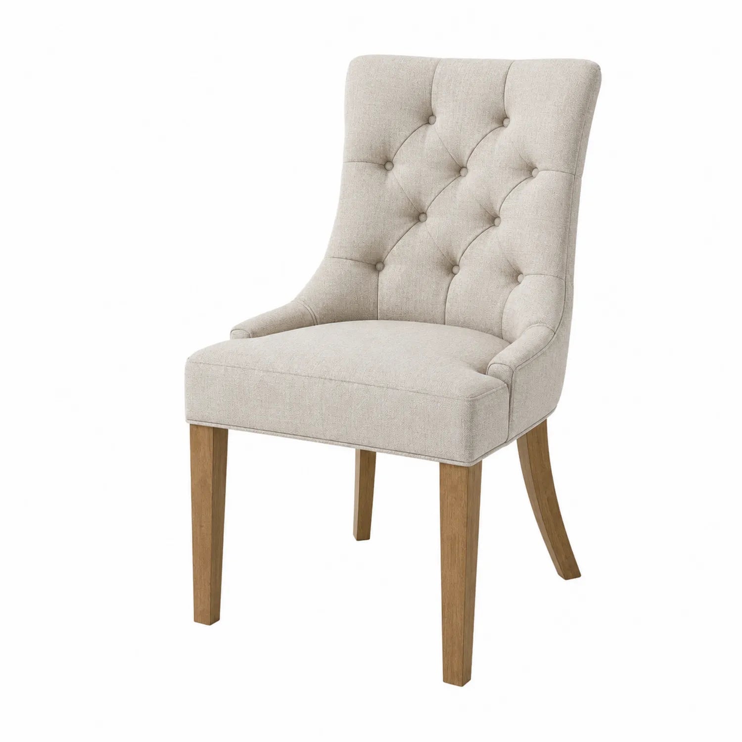 Stuhl aus Leinen mit Eichenbeinen Beige