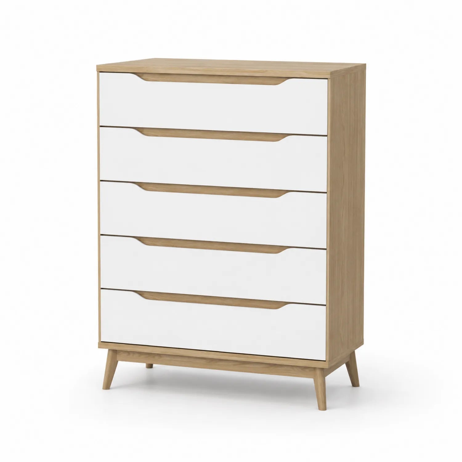 Kommode mit 5 Schubladen aus Holz Wei? 80x120x40 cm