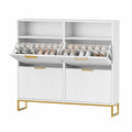 Schuhschrank aus MDF mit Klappf?chern Wei? und Gold 120x35x100cm