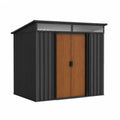 Stahlschuppen Ger?teschuppen mit Holzoptik T¨¹ren 210x130x190 cm