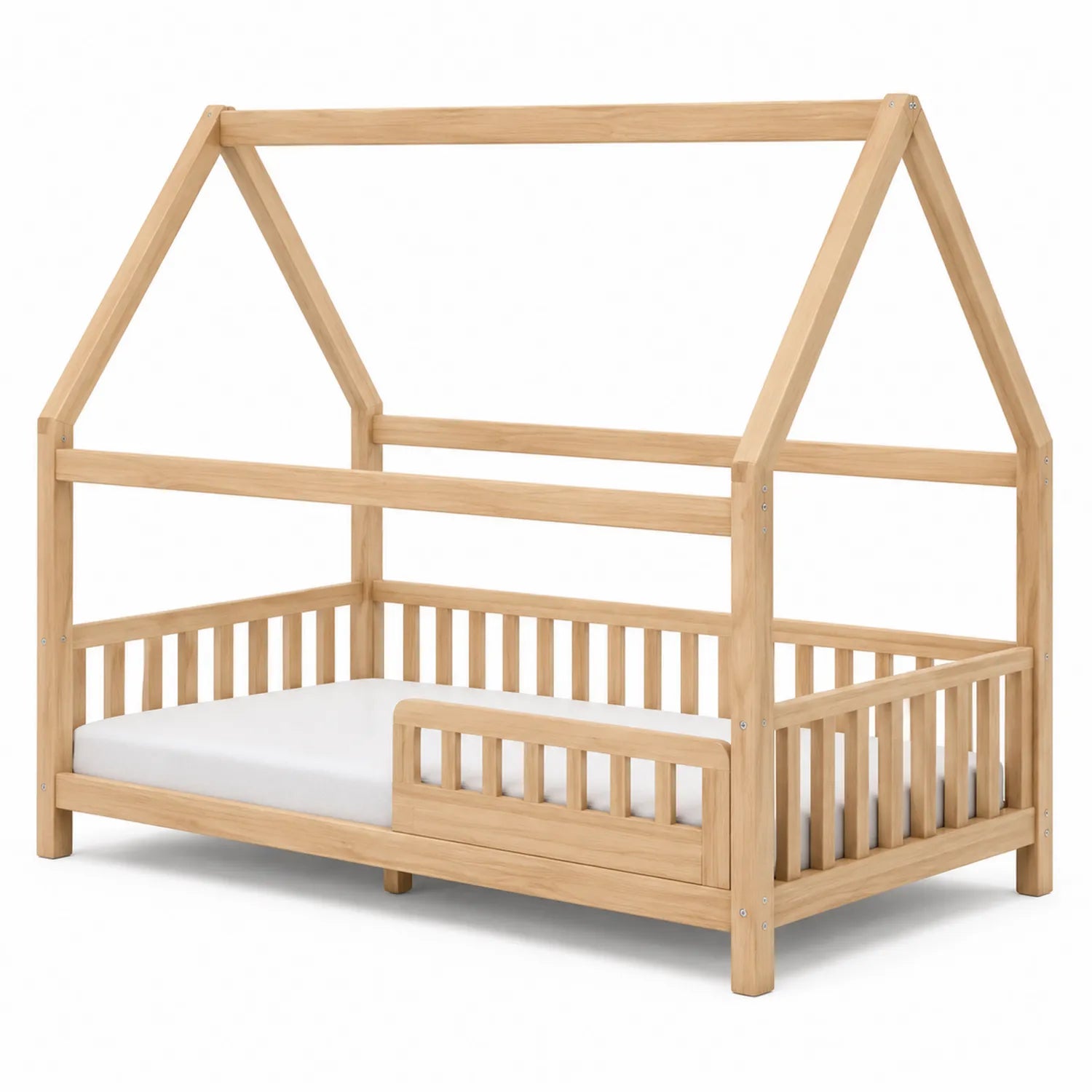 Kinderbett Hausform Massivholz Natur 200x90 cm