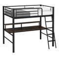 Metallhochbett mit Schreibtisch Schwarz/Braun 200x100x180cm