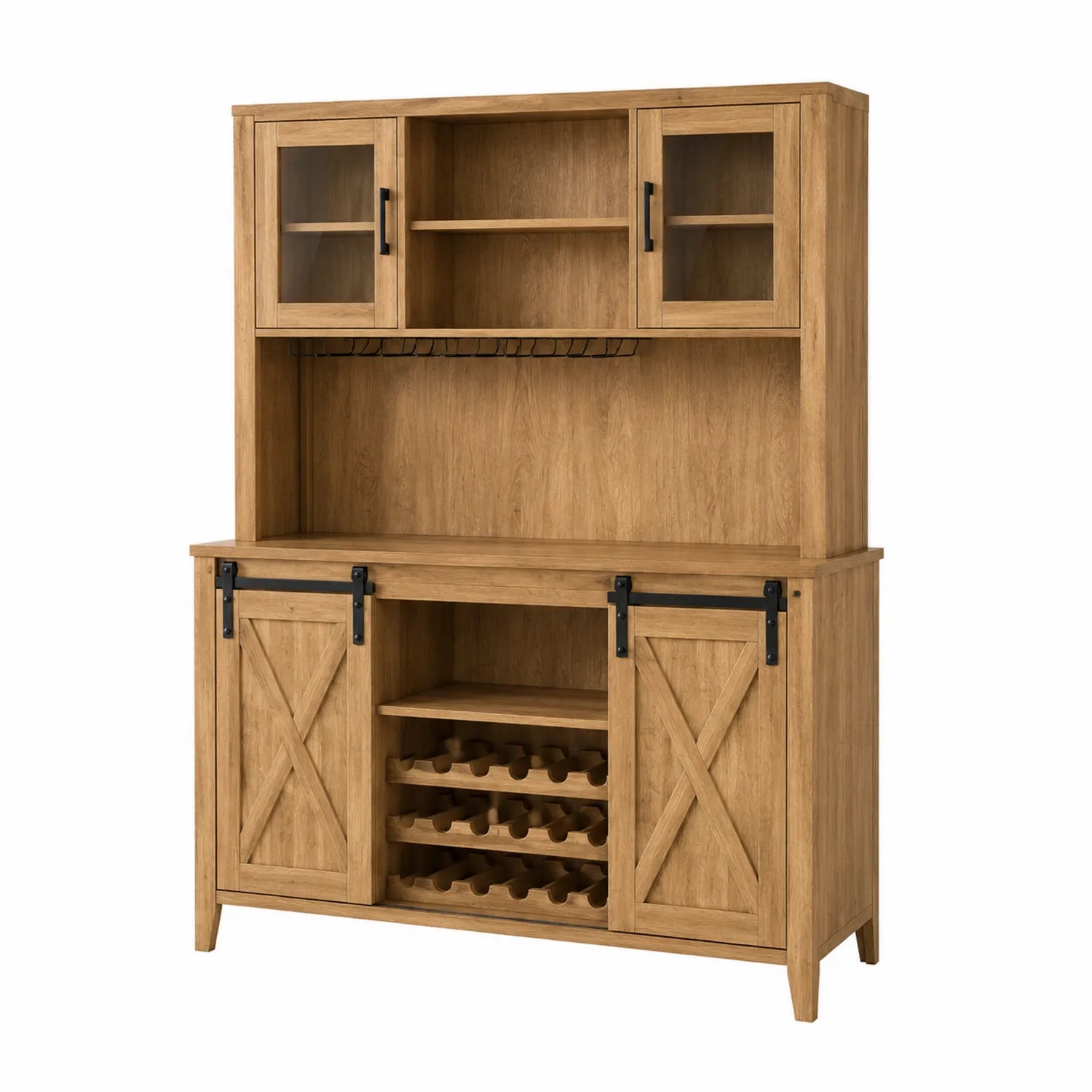 Sideboard aus Holz mit Glast¨¹ren und Weinregal