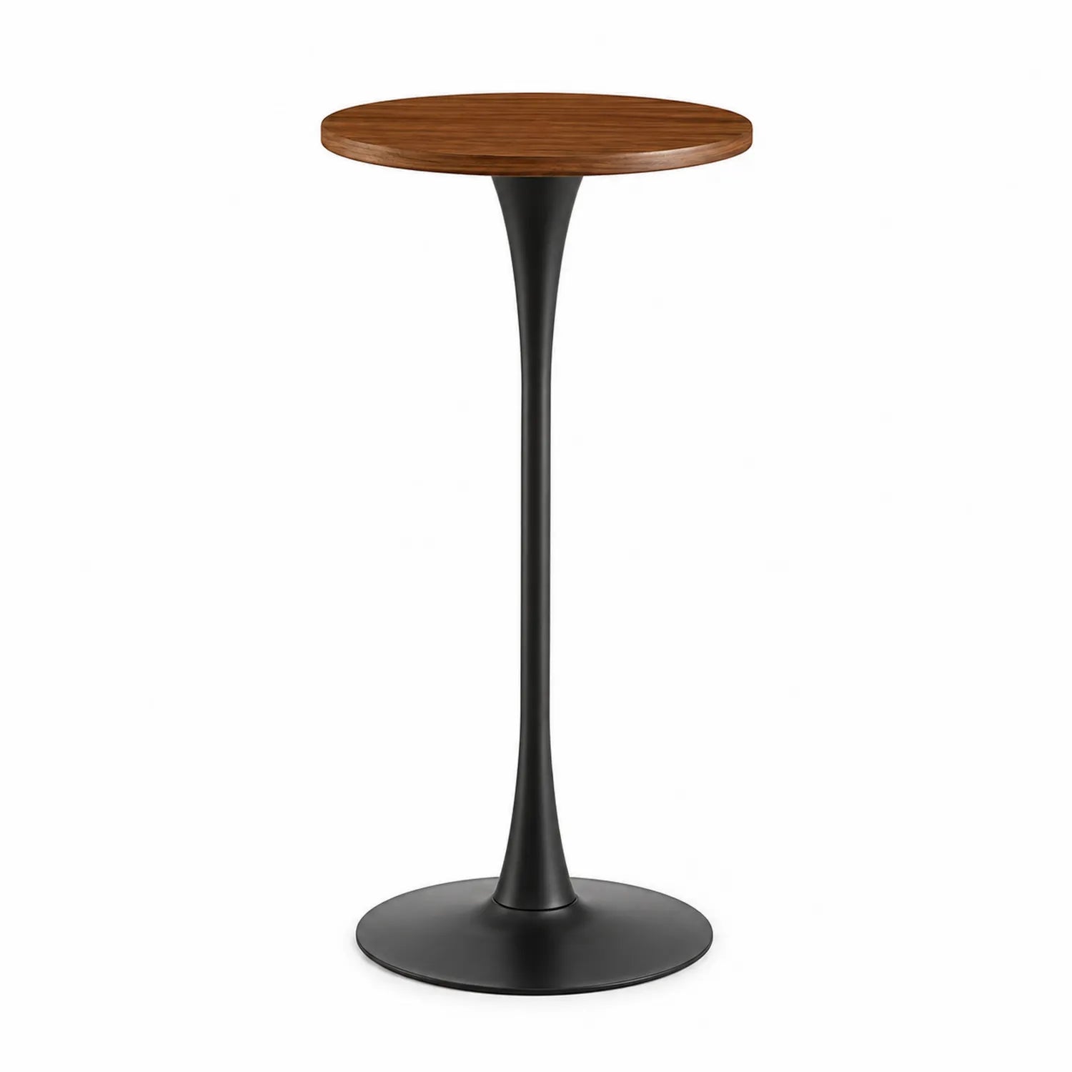 Runder Tisch mit Holzfurnierplatte und Metallfu?, ? 40 cm, H?he 100 cm