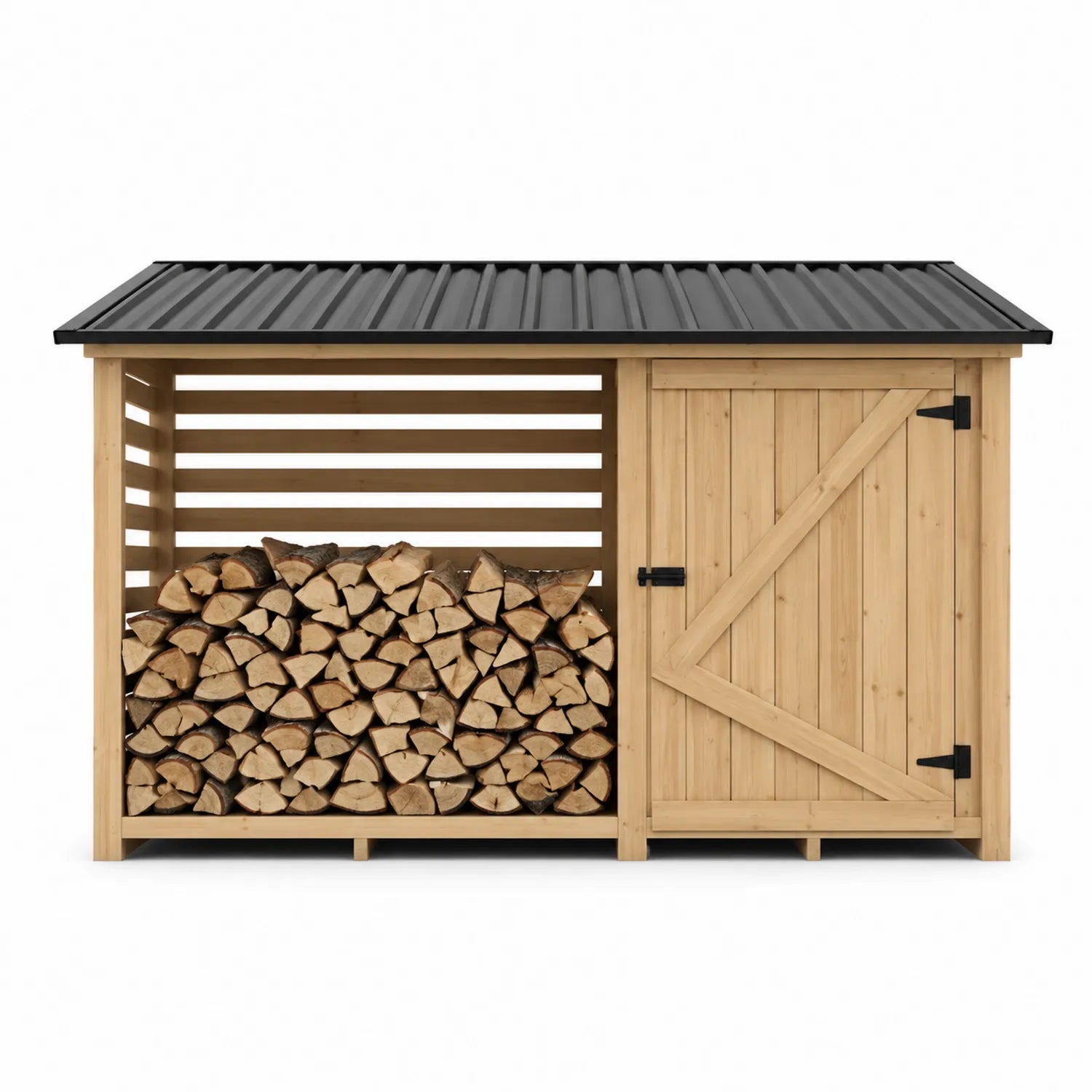Kiefernholz Holzlager mit Metalldach
