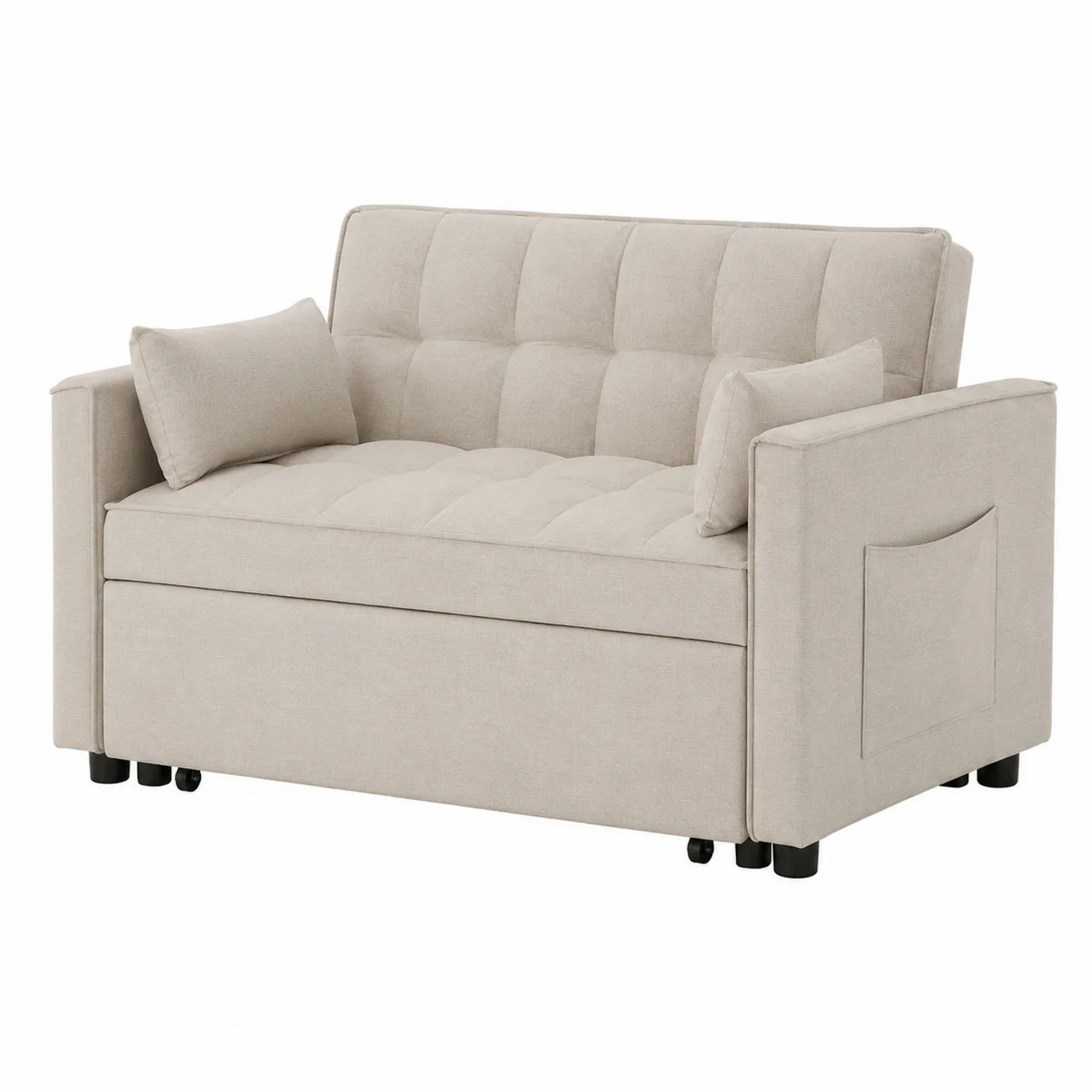 Zweisitzer Stoffsofa Beige mit Schlaffunktion