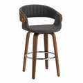 Barhocker mit Holzbeinen und Kunstleder Sitzfl?che Dunkelgrau